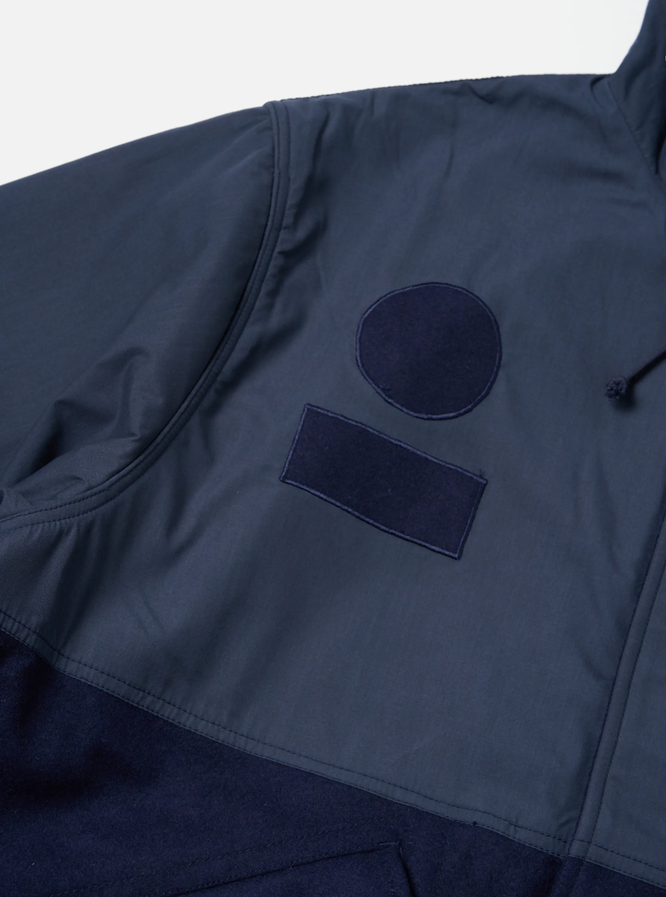 Universal Works Navy Melton Beach Parka II with Recycled Polytech Material