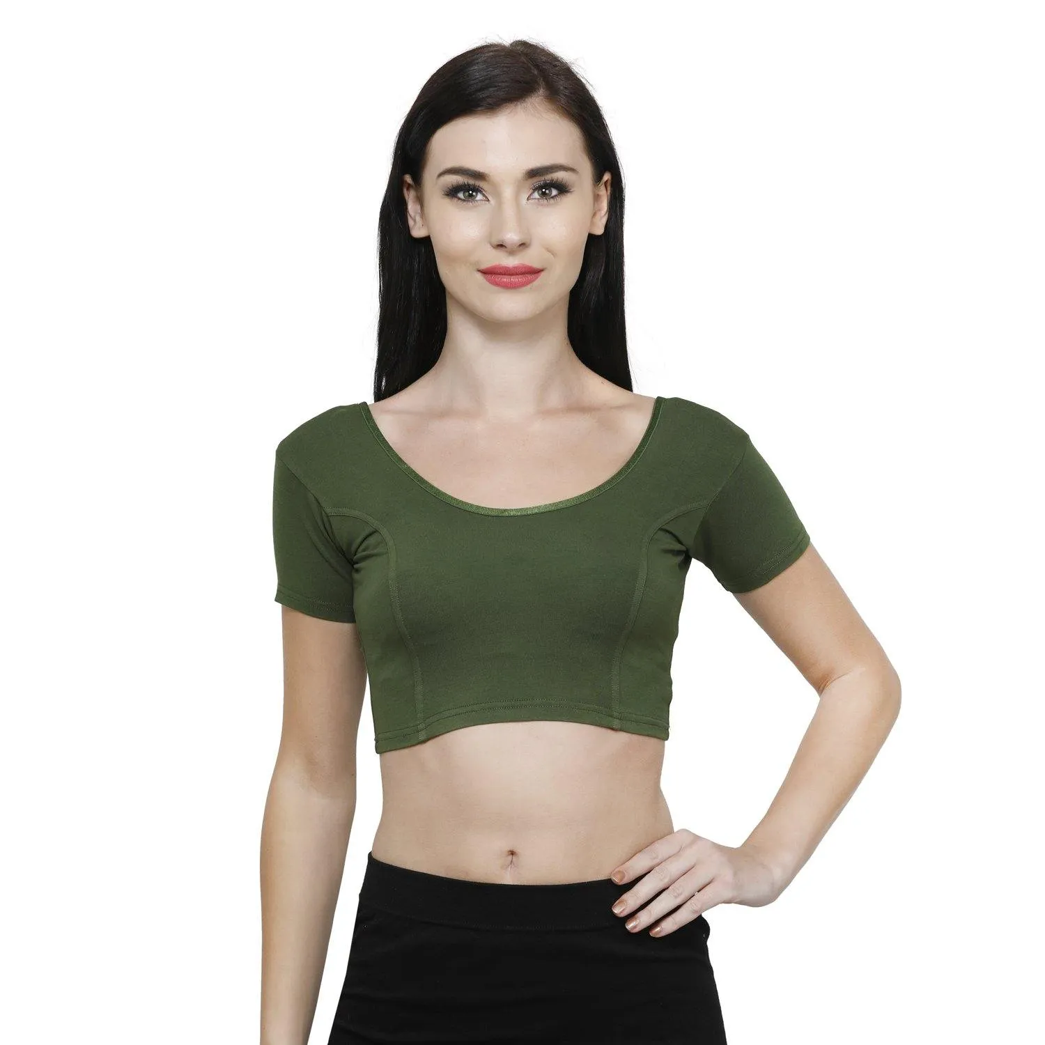 Vami Women's Cotton Stretchable Readymade Blouses - Perry Green