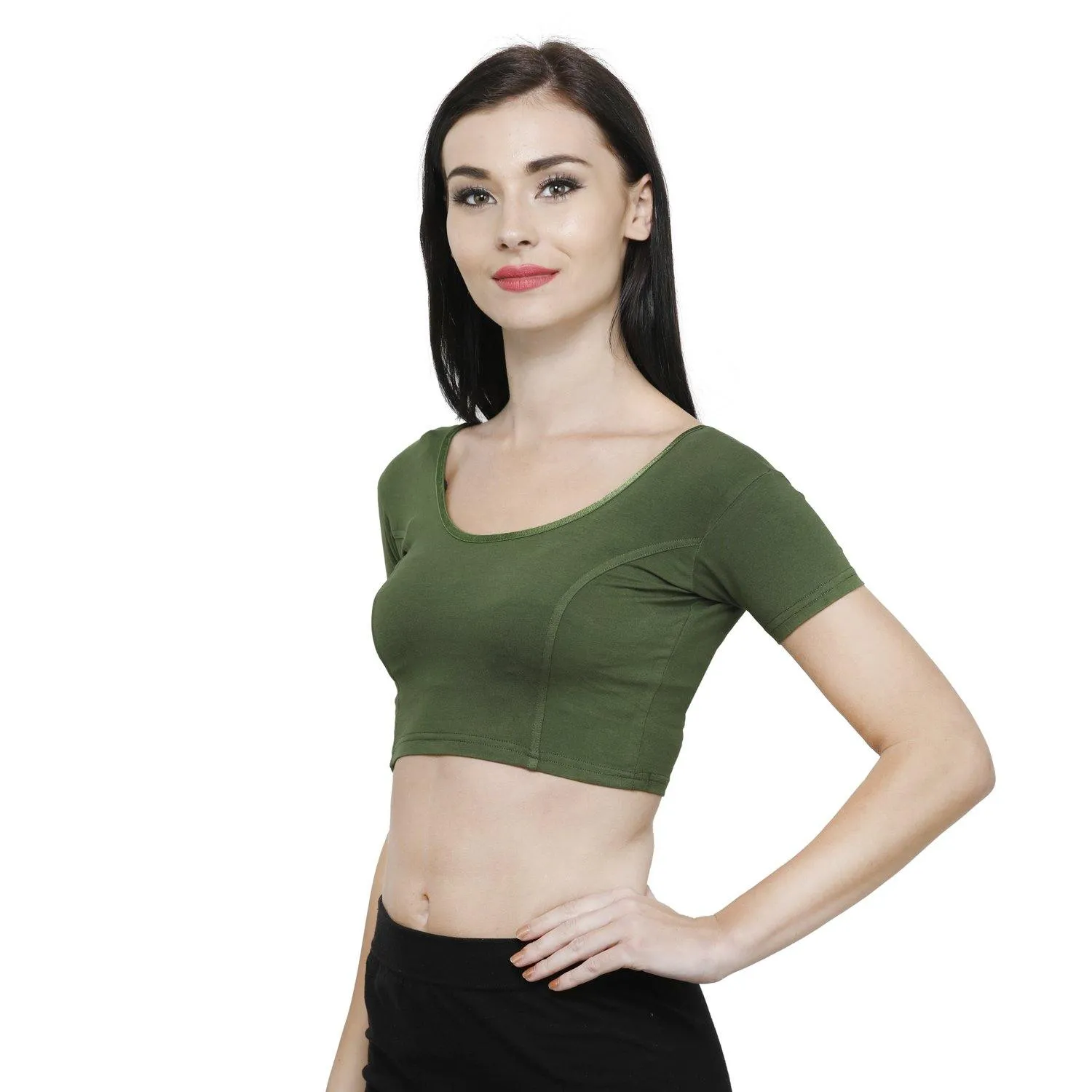 Vami Women's Cotton Stretchable Readymade Blouses - Perry Green