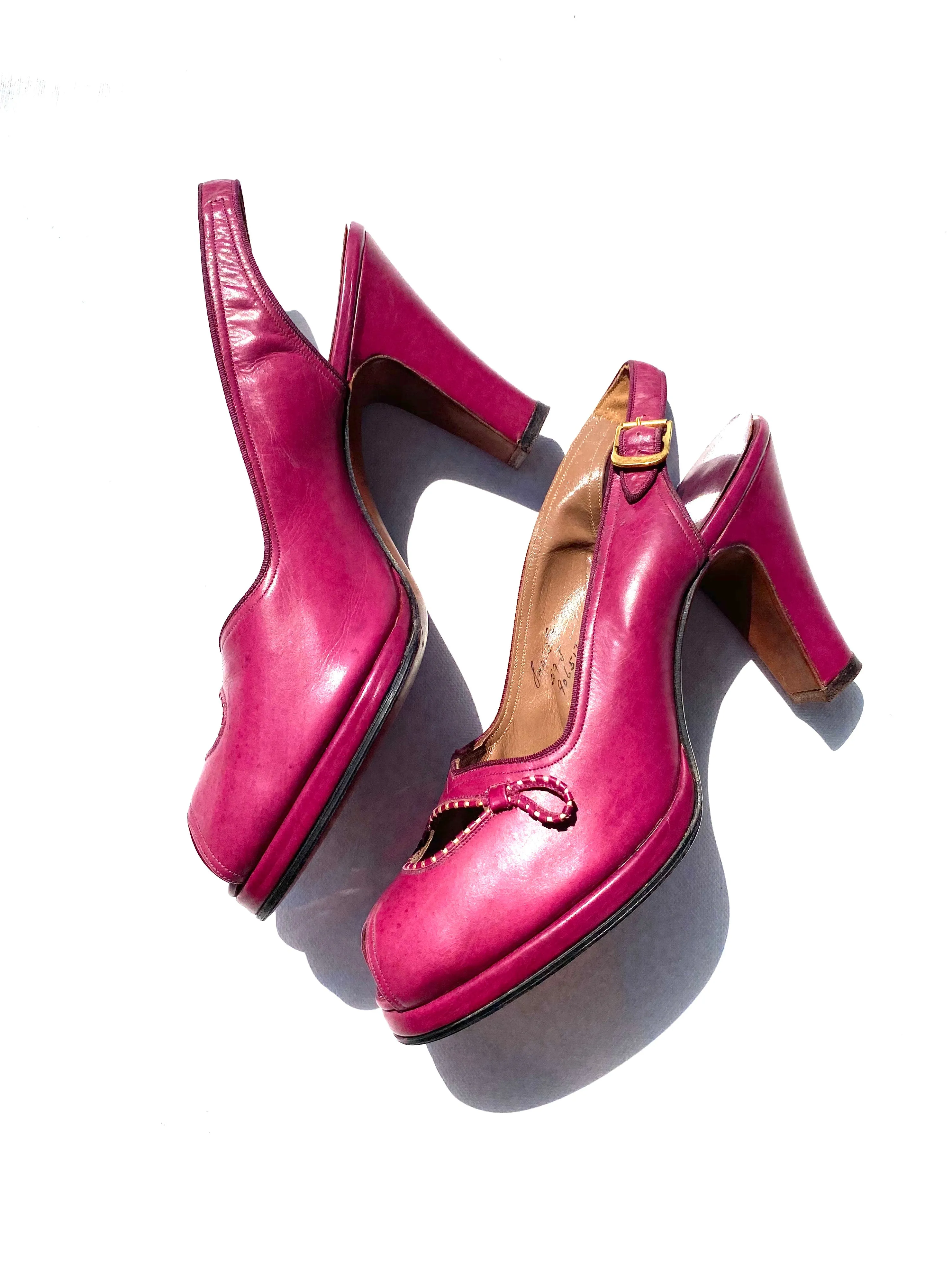 VINTAGE: Slingback Heels - Plum Pink