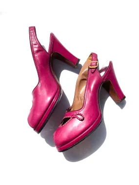 VINTAGE: Slingback Heels - Plum Pink