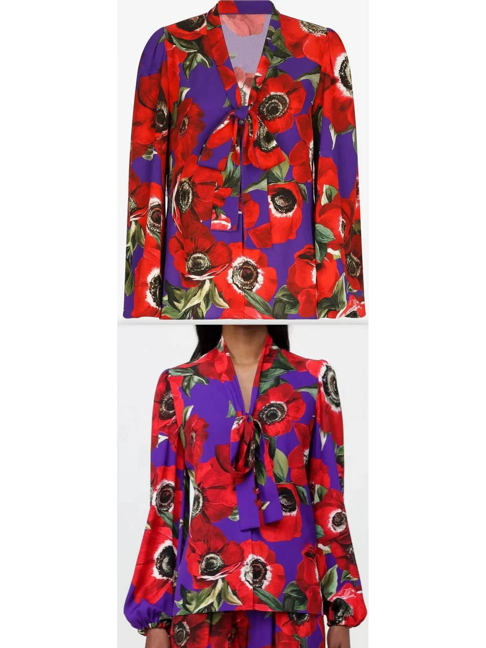 Women’s Anemone Print Charmeuse Shirt