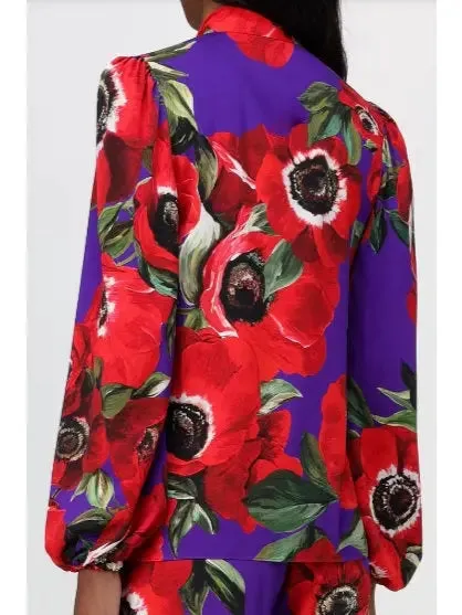 Women’s Anemone Print Charmeuse Shirt