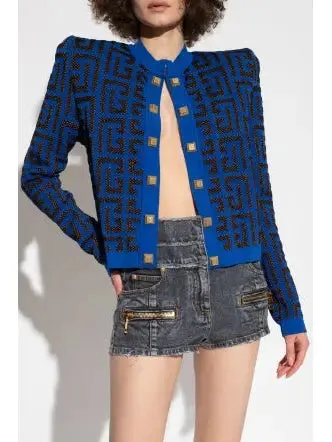 Women’s Blue and Black Monogram Cardigan