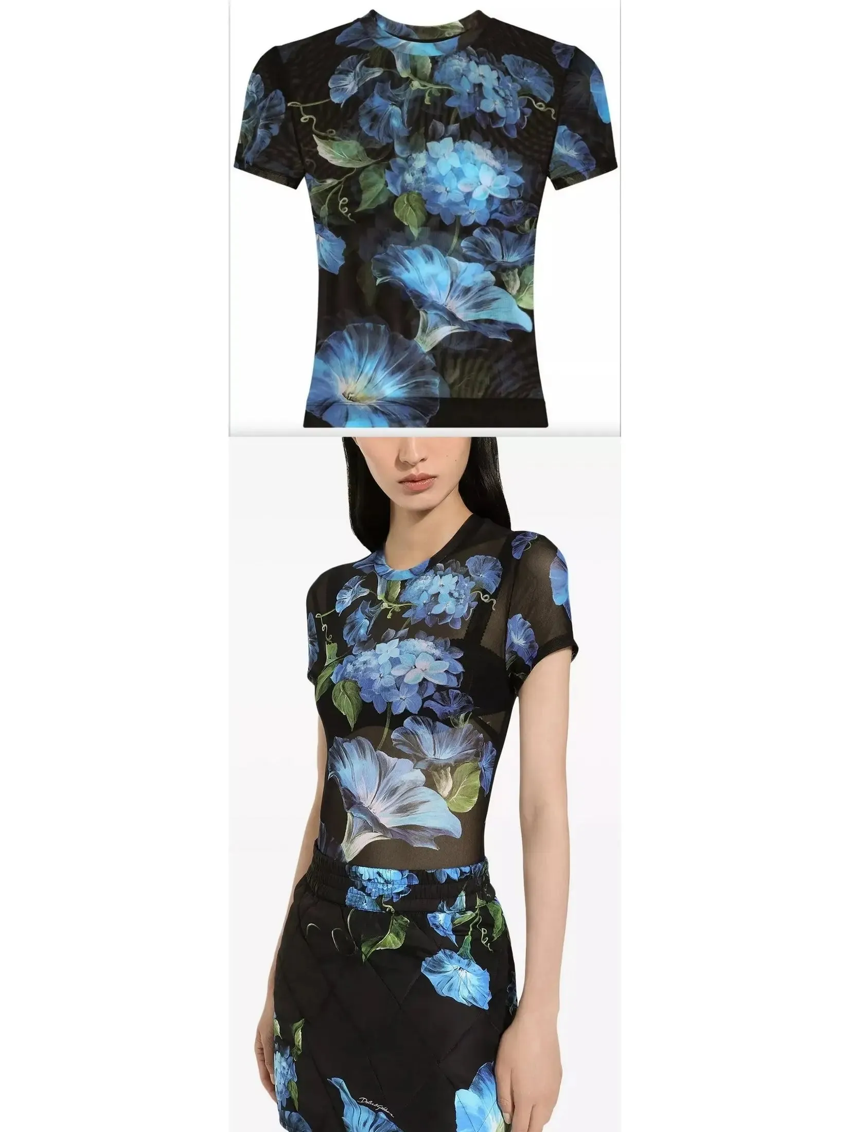 Women’s Bluebell Floral-Print Sheer Top