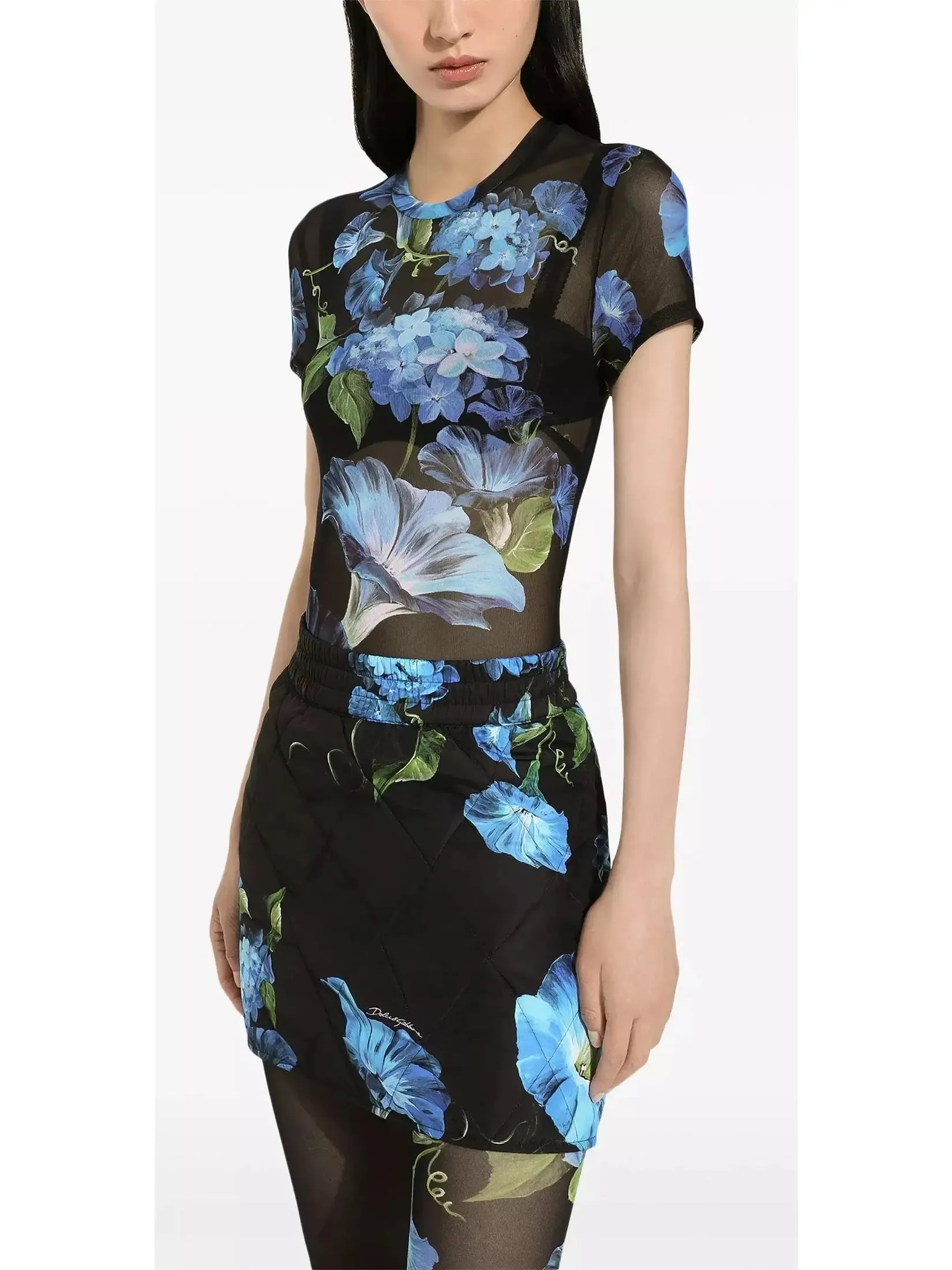 Women’s Bluebell Floral-Print Sheer Top