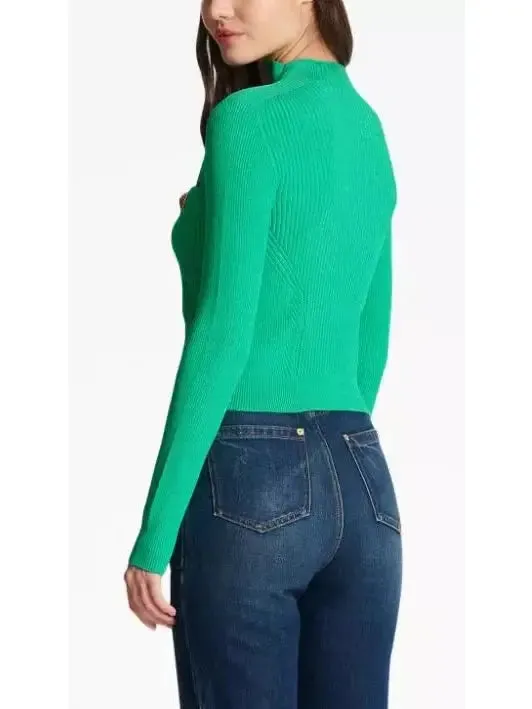 Women’s Buttoned Ribbed-Knit Cardigan in Green