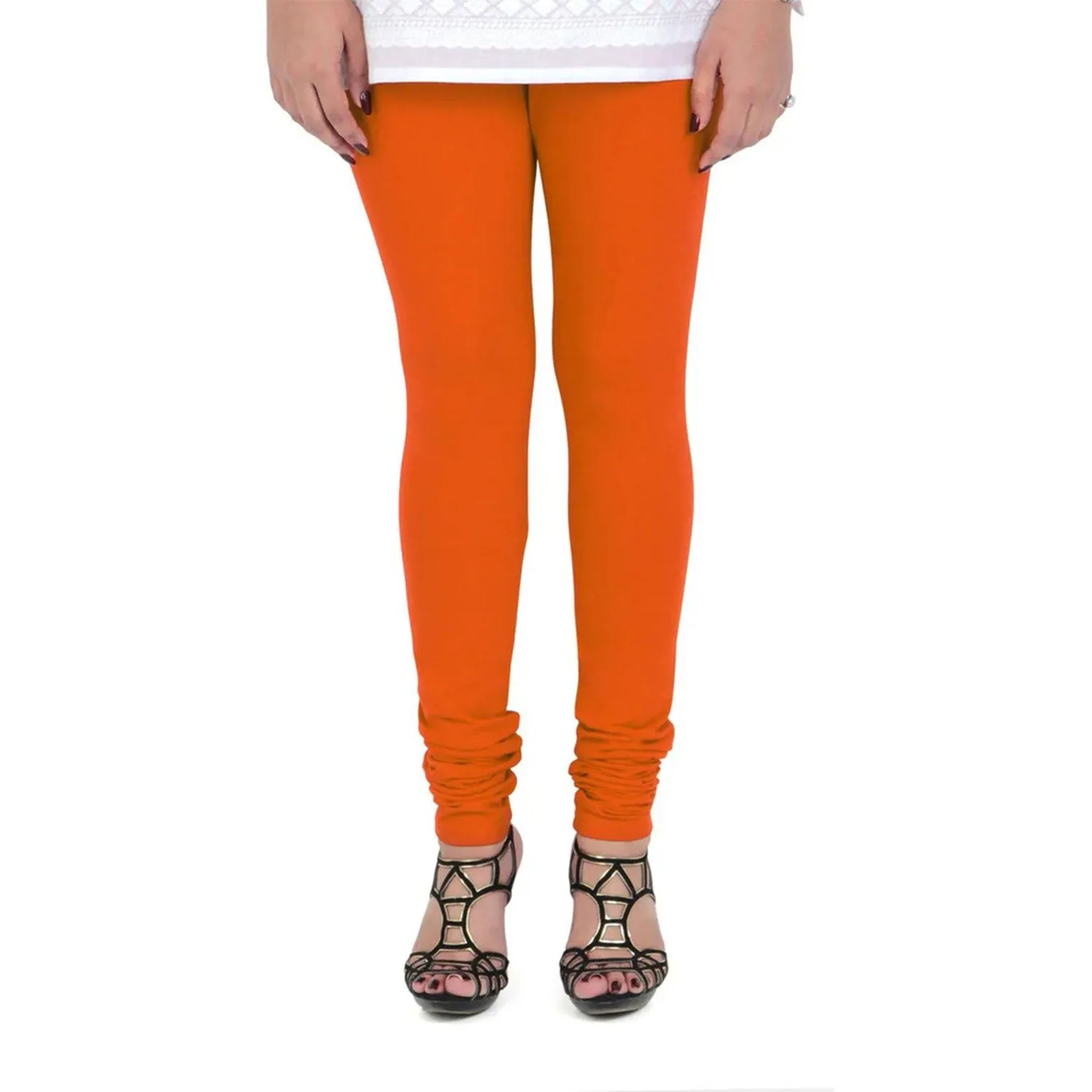 Women's Cotton Churidar Leggings (Free Size) - Fire