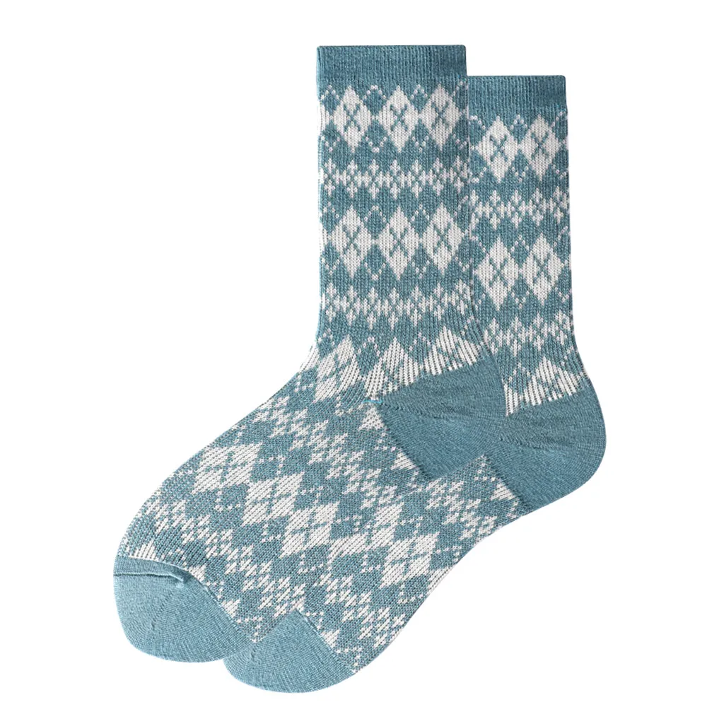 Women's Touch Wear Everyday Stripe Blue Crew Wool Socks 5-Packs